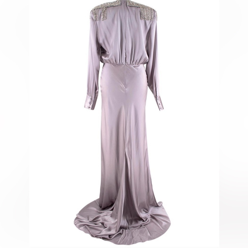 Alessandra Rich Crystal Embellished Lavender Silk Gown Size 36 - Picture 6 of 12